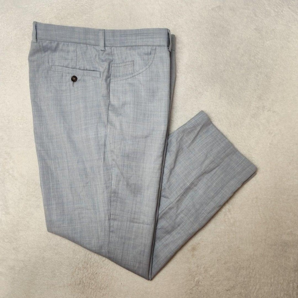 Jack Victor Pants Mens 36x29 Gray Sage Wool Slim Tailored Dress Slacks Suit Work
